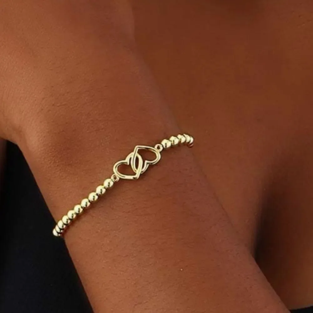 NEW 14K Real Gold Plated Heart Bracelet